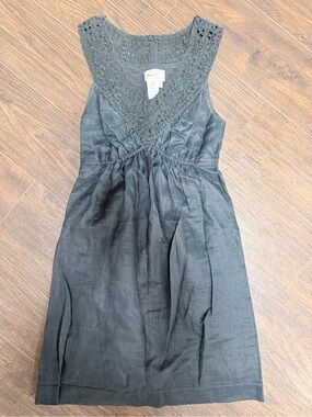 MSSP BLACK LINEN LINED SLEEVELESS DRESS
